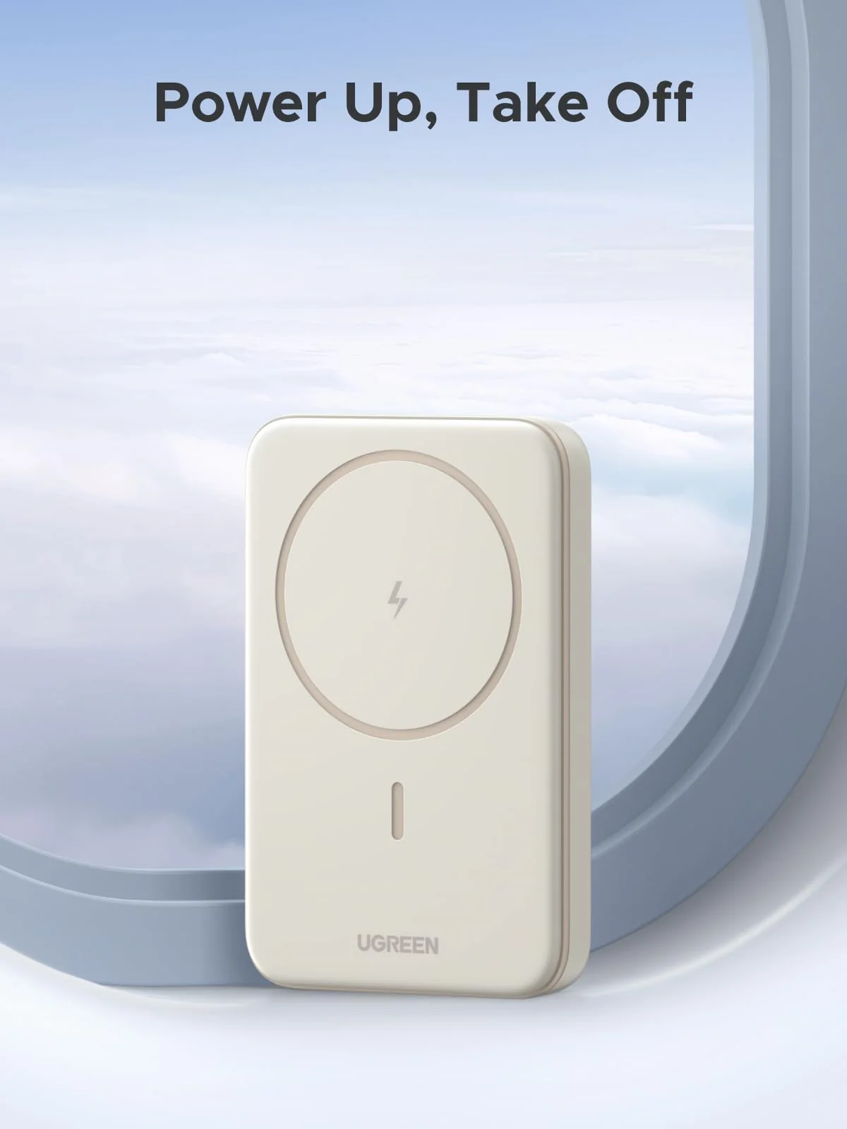 POWER BANK UGREEN PB561 10000MAH INALAMBRICO MAGNETICO USB-C 25208 BEIGE