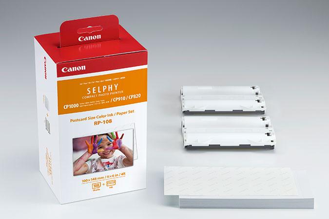 Canon RP-108 - Kit de casete con cinta de impresión y papel - para Canon SELPHY CP1000, CP1200, CP1300, CP820, CP910