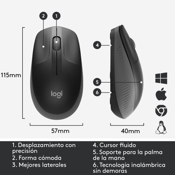 MOUSE LOGITECH M190 INALÁMBRICO CON RECEPTOR NANO 1000 DPI 910-005902