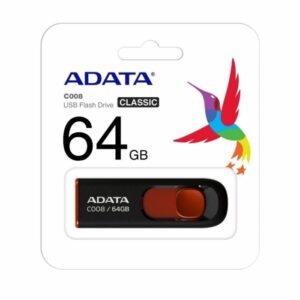MEMORIA USB 64GB ADATA AC008 USB-A 2 AC008-64G-RKD NEGRO / ROJO