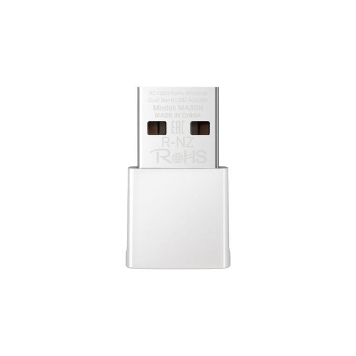 ADAPTADOR DE RED MERCUSYS MA30N(US) DUAL BAND USB 2.0  867 MBPS (5 GHz) + 400 MBPS (2,4 GHz)