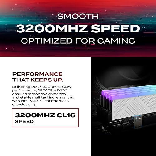 MEMORIA RAM PC 32GB ADATA XPG SPECTRIX D35G AX4U320032G16A-SWHD35G DDR4 3200 MHZ CL16 1.35 V RGB BLANCO DIMM 288 PINES