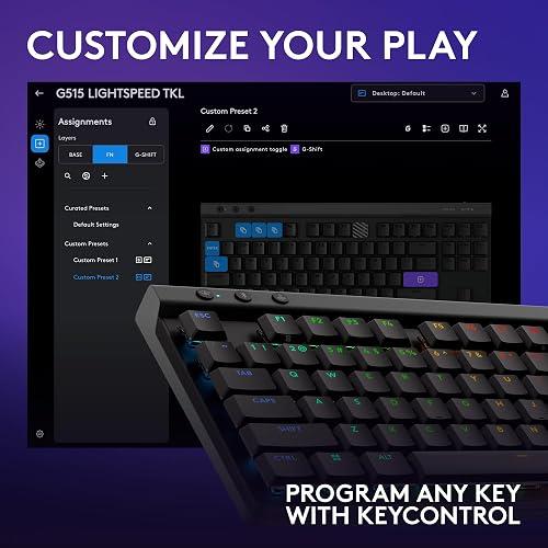 TECLADO GAMING RGB LOGITECH G515 LIGHTSPEED TKL MECÁNICO INALÁMBRICO BLUETOOTH INGLÉS 920-012535