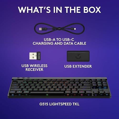 TECLADO GAMING RGB LOGITECH G515 LIGHTSPEED TKL MECÁNICO INALÁMBRICO BLUETOOTH INGLÉS 920-012535