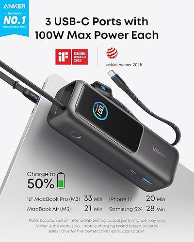 Anker - Power bank - Lithium - Para - - (25K 165W Built-In USB-C) - Si