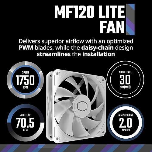 ENFRIAMIENTO LIQUIDO RGB COOLER MASTER MASTERLIQUID 240 CORE II WHITE LGA1851/AM5 2X120MM SLEEVE MLW-D24M-A18PA-RW