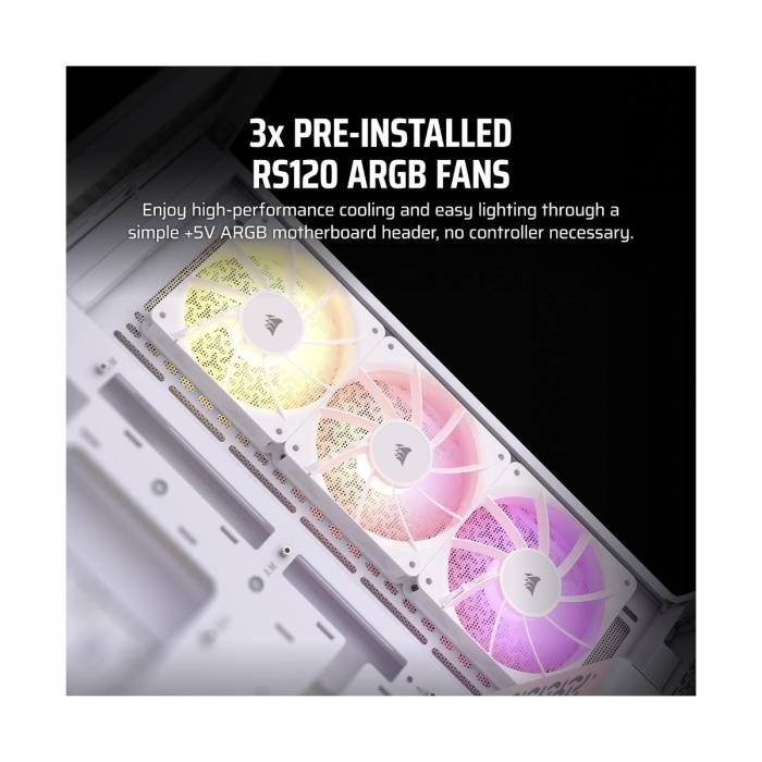 CASE CORSAIR 3500X ARGB WHITE MID TOWER VENTILADORES 3 DE 120MM CON VIDRIO LATERAL Y FRONTAL CC-9011279-WW