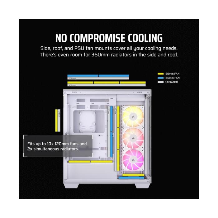CASE CORSAIR 3500X ARGB WHITE MID TOWER VENTILADORES 3 DE 120MM CON VIDRIO LATERAL Y FRONTAL CC-9011279-WW