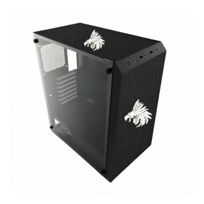CASE EAGLE WARRIOR CG01YJRA001C MID TOWER SIN VENTILACION INCLUIDA CON VIDRIO TEMPLADO SIN FUENTE