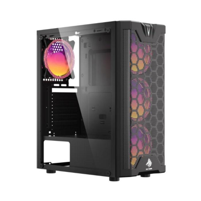 CASE RGB EAGLE WARRIOR CG08Q3RA003C VENTILADORES 3 DE 120MM VIDRIO LATERAL Y MALLA NEGRO