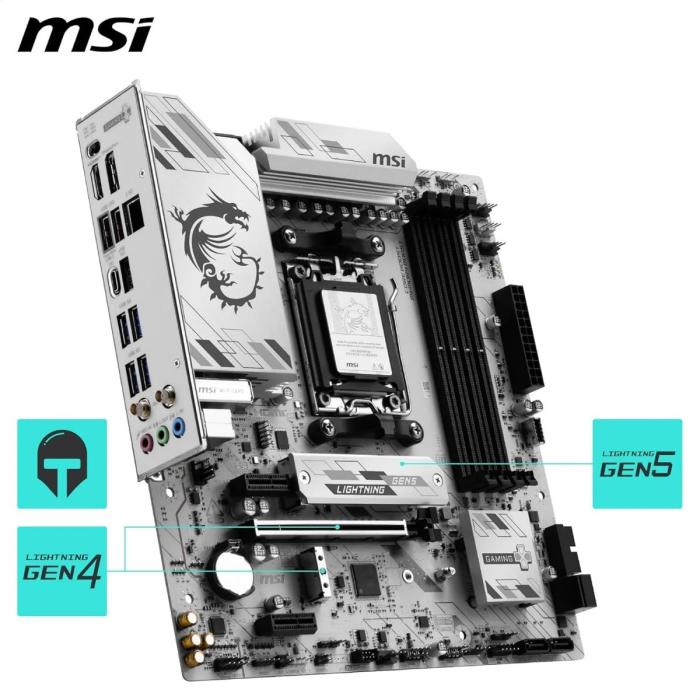 TARJETA MADRE MSI B850M GAMING PLUS WIFI6E AM5 MICRO-ATX DDR5 911-7E81-001 BLANCO