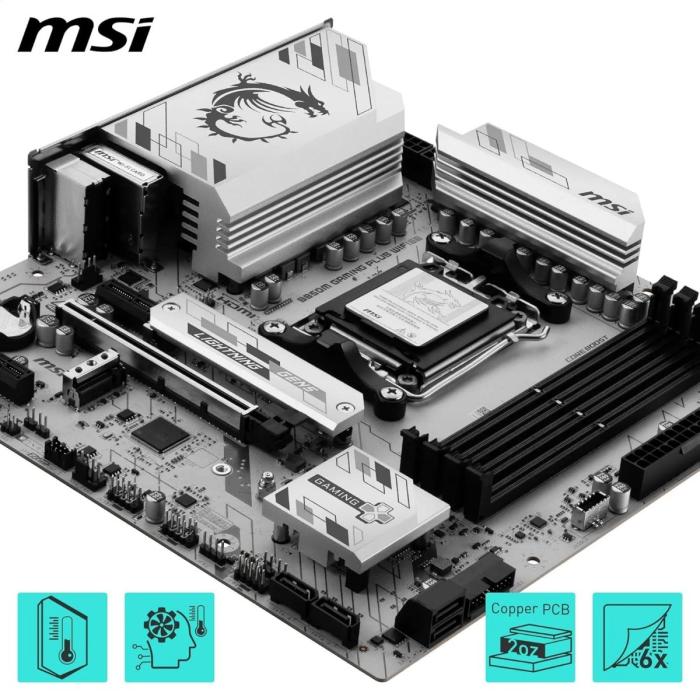 TARJETA MADRE MSI B850M GAMING PLUS WIFI6E AM5 MICRO-ATX DDR5 911-7E81-001 BLANCO