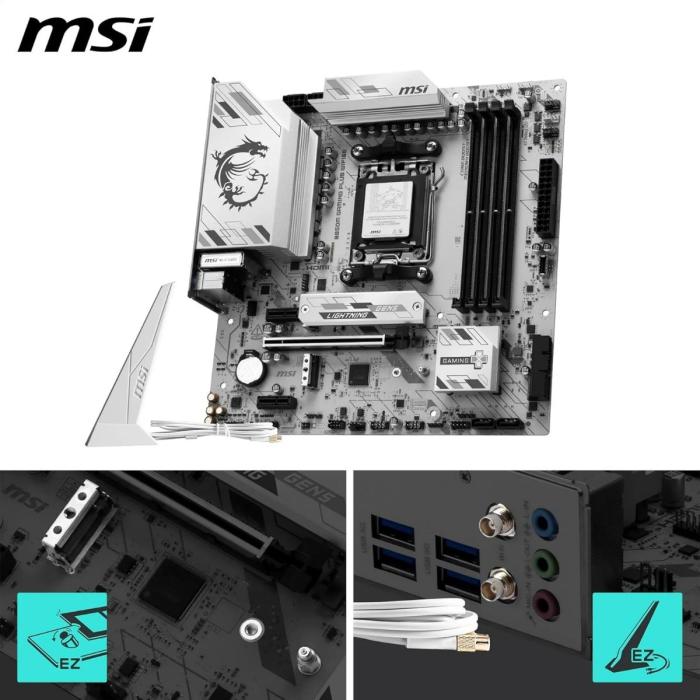 TARJETA MADRE MSI B850M GAMING PLUS WIFI6E AM5 MICRO-ATX DDR5 911-7E81-001 BLANCO