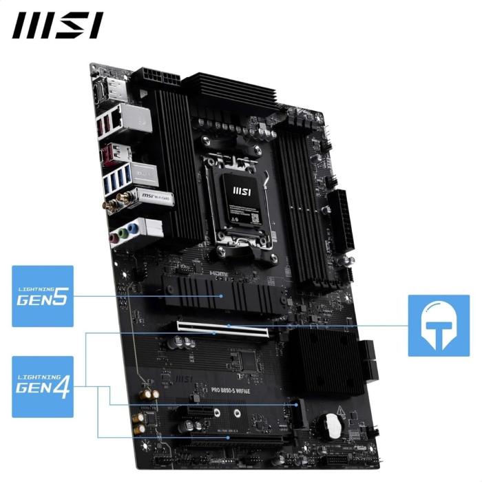 TARJETA MADRE MSI PRO B850-S WIFI6E AM5 ATX DDR5 911-7E80-008 NEGRO
