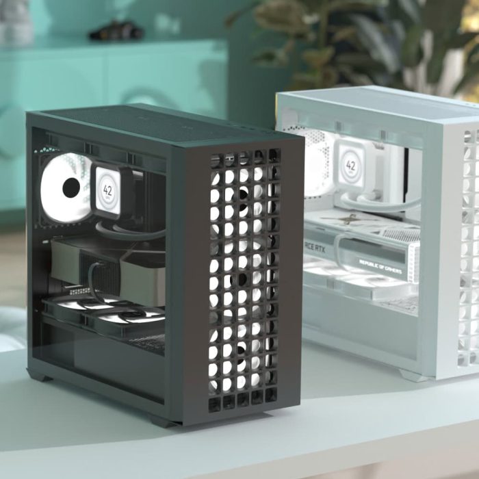 CASE RGB AEROCOOL D302A-G-WT-V1 MINI TOWER VENTILADORES 4 DE 120MM CON VIDRIO LATERAL Y MALLA FRONTAL ACCS-DS04043.21