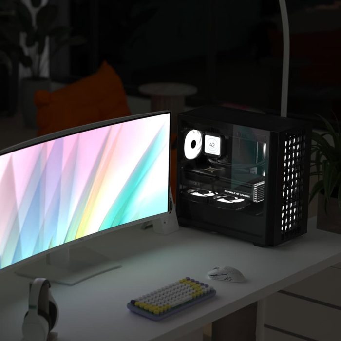 CASE RGB AEROCOOL D302A-G-WT-V1 MINI TOWER VENTILADORES 4 DE 120MM CON VIDRIO LATERAL Y MALLA FRONTAL ACCS-DS04043.21