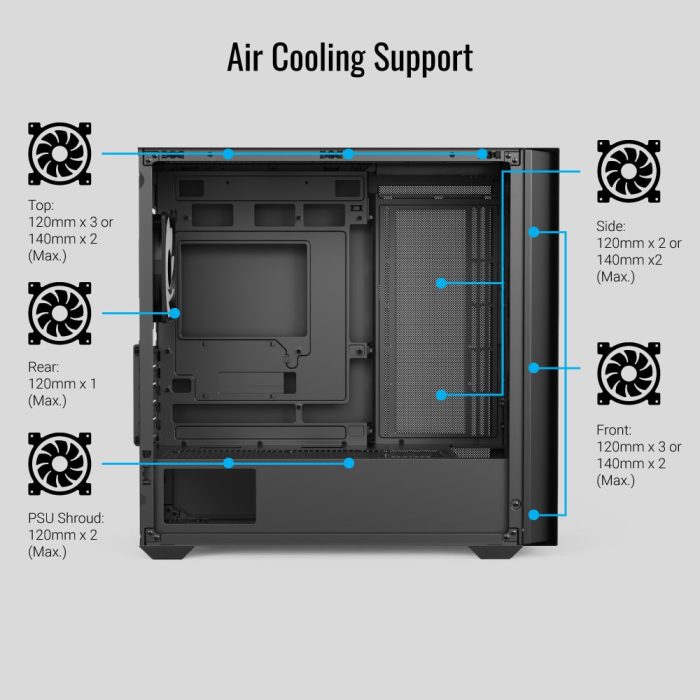 CASE RGB AEROCOOL D302A-G-WT-V1 MINI TOWER VENTILADORES 4 DE 120MM CON VIDRIO LATERAL Y MALLA FRONTAL ACCS-DS04043.21