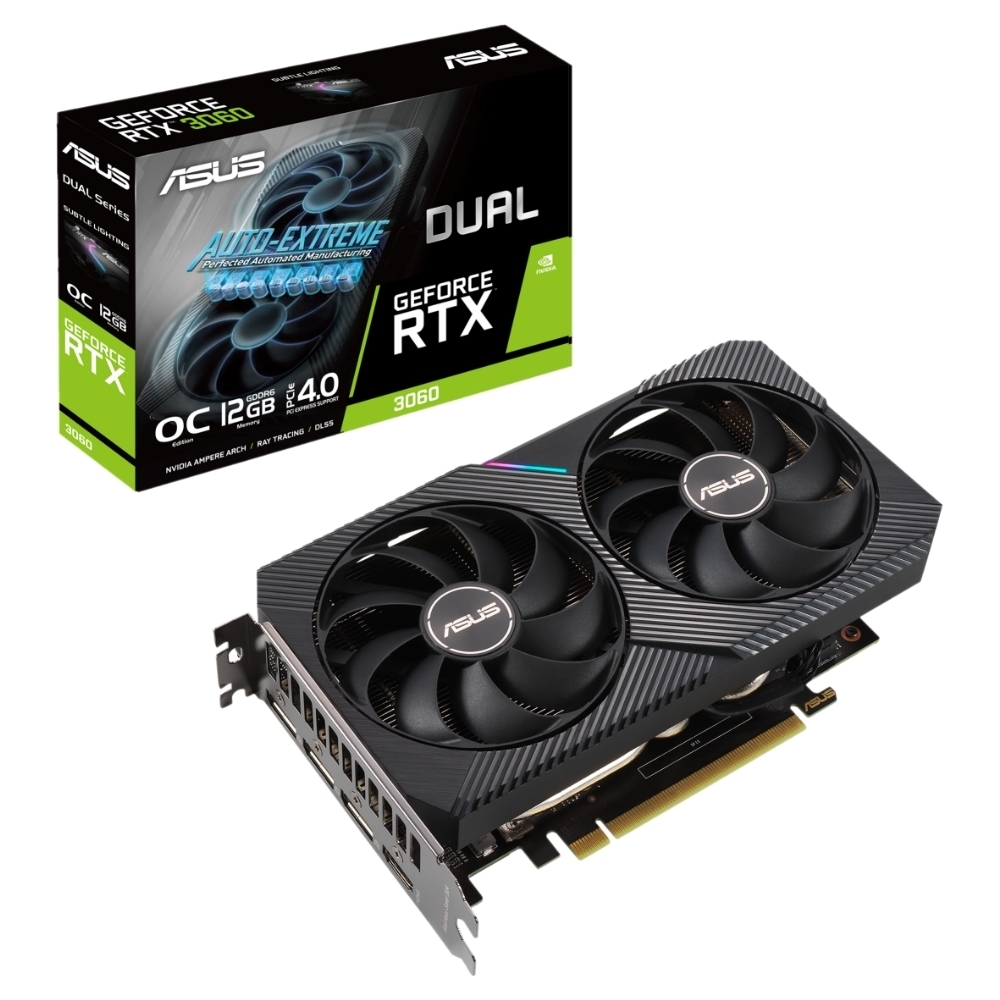 ASUS DUAL-RTX3060-O12G-V2 - OC Edition - tarjeta gráfica - GF RTX 3060 - 12 GB GDDR6 - PCIe 4.0 x16 - HDMI, 3 x DisplayPort