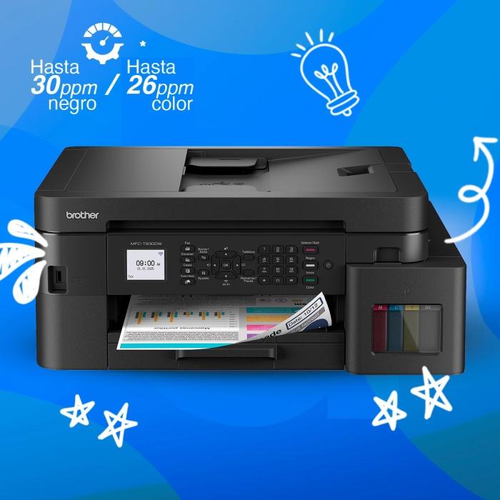 IMPRESORA BROTHER MFCT930DW TANQUE DE TINTA 4 EN 1 WI-FI / ETHERNET / USB 2.0 / IMPRESIÓN DESDE USB / AIRPRINT / MOPRIA DUPLEX AUTOMÁTICO