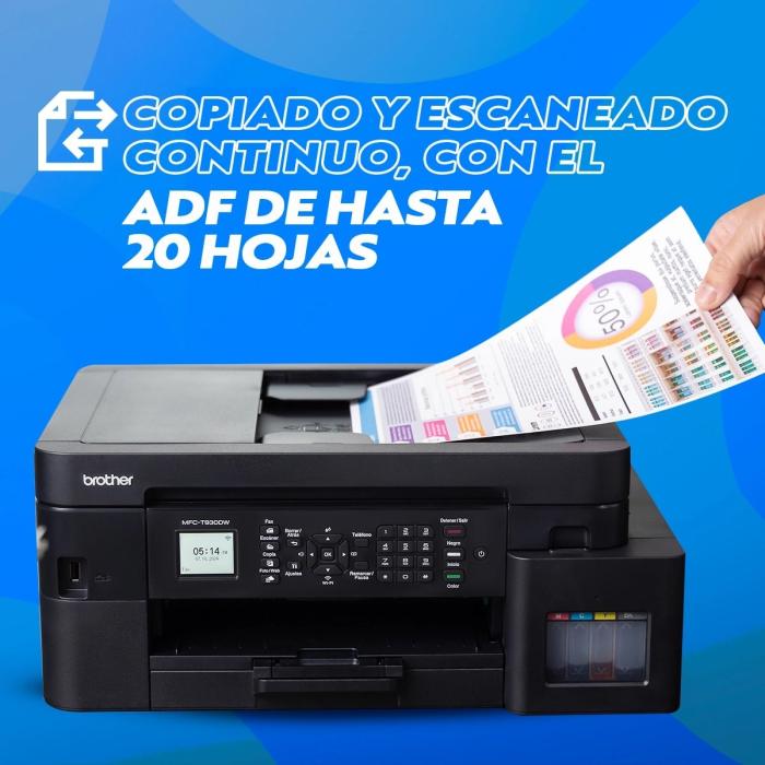 IMPRESORA BROTHER MFCT930DW TANQUE DE TINTA 4 EN 1 WI-FI / ETHERNET / USB 2.0 / IMPRESIÓN DESDE USB / AIRPRINT / MOPRIA DUPLEX AUTOMÁTICO