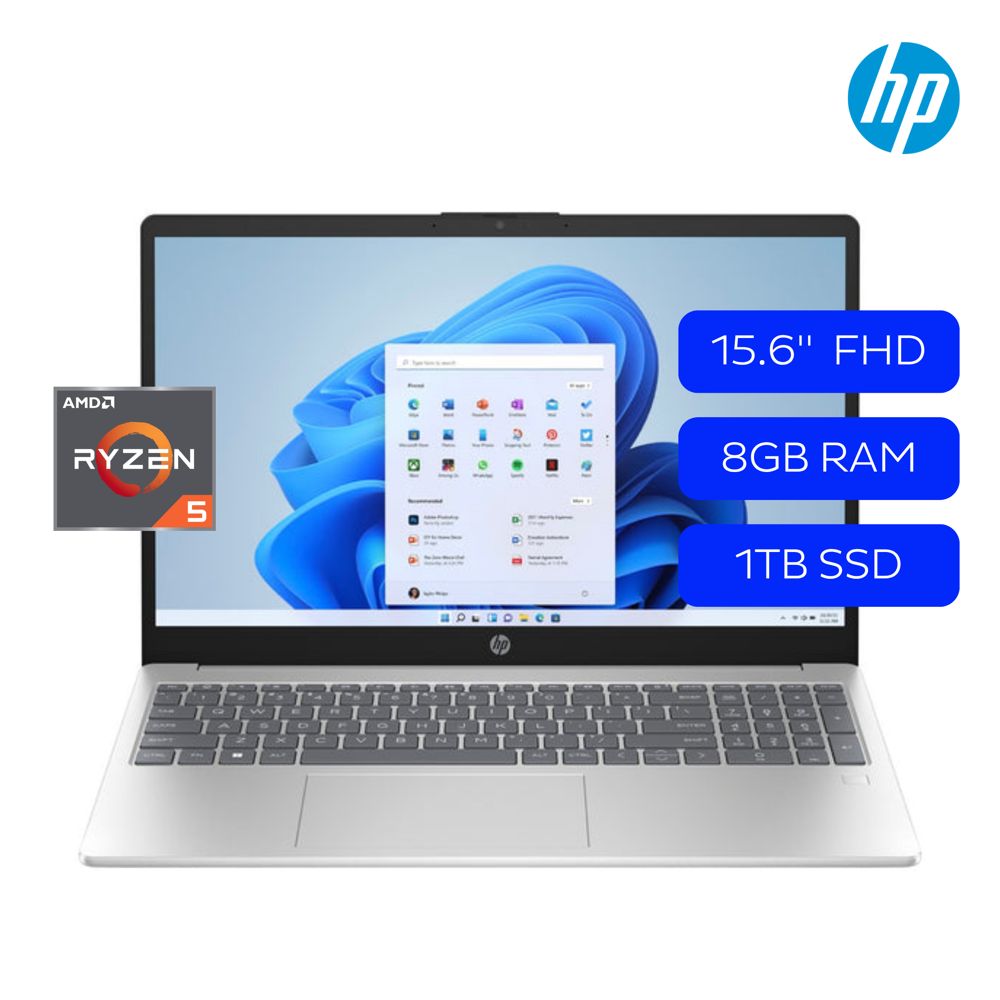 LAPTOP HP 15-FC0025WM 15.6Plg TOUCH RYZEN 5-7520U 8GB 1TB WIN 11 INGLÉS CK3Q5UA#ABA PLATEADO
