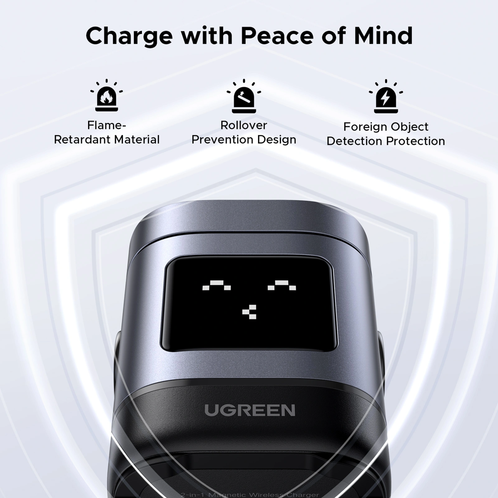 CARGADOR INALAMBRICO 2 EN 1 UGREEN W709 15W MAGNETICO CARGA RAPIDA PARA APPLE 45775