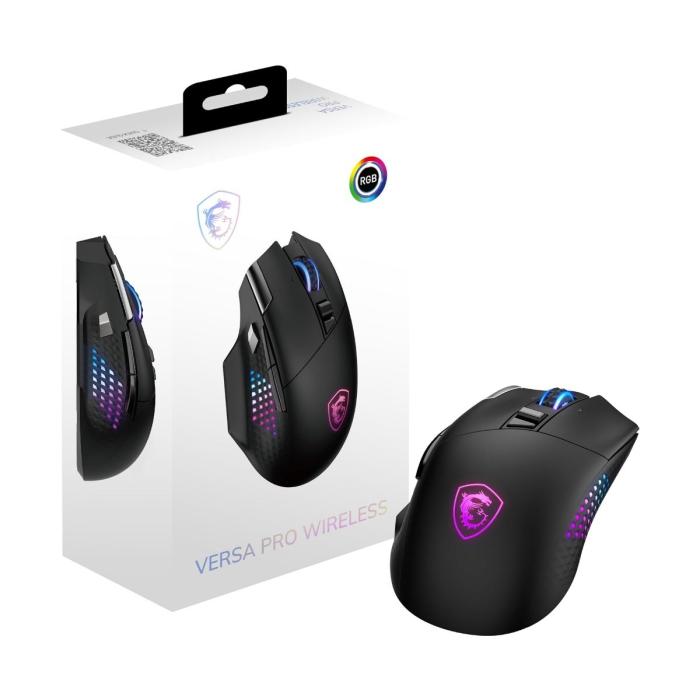 MOUSE GAMING RGB MSI VERSA PRO INALÁMBRICO 2.4 GHZ / BLUETOOTH ALÁMBRICO USB 26000 DPI S12-4301360-CLA