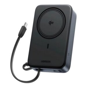 POWER BANK UGREEN PB567 20000MAH USB-C INALÁMBRICO MAGNÉTICO QI2 CARGA RÁPIDA 55450B NEGRO