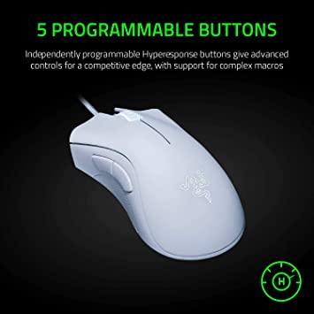 Razer DeathAdder Essential - White Edition - ratón - ergonómico - diestro - óptico - 5 botones - cableado - USB - blanco