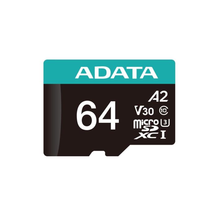 MEMORIA MICRO SD 64GB ADATA 4K V30 COMPATIBLE CON DRONES Y NINTENDO AUSDX64GUI3V30SA2-RA1