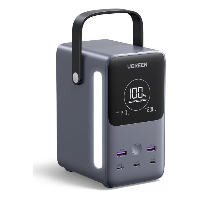 POWER BANK UGREEN PB770 48000MAH 300W 5 PUERTOS CARGA RAPIDA PORTATIL 25286 GRIS