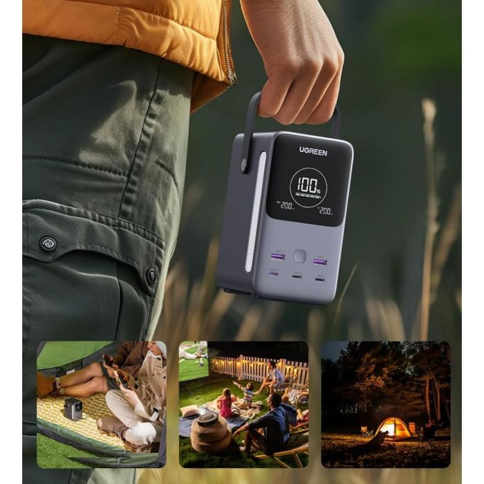 POWER BANK UGREEN PB770 48000MAH 300W 5 PUERTOS CARGA RAPIDA PORTATIL 25286 GRIS