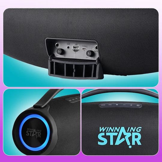 PARLANTE RGB WINNING STAR ST-8102 80 W BLUETOOTH RESISTENTE AL AGUA YX-6686-WST-18515 NEGRO