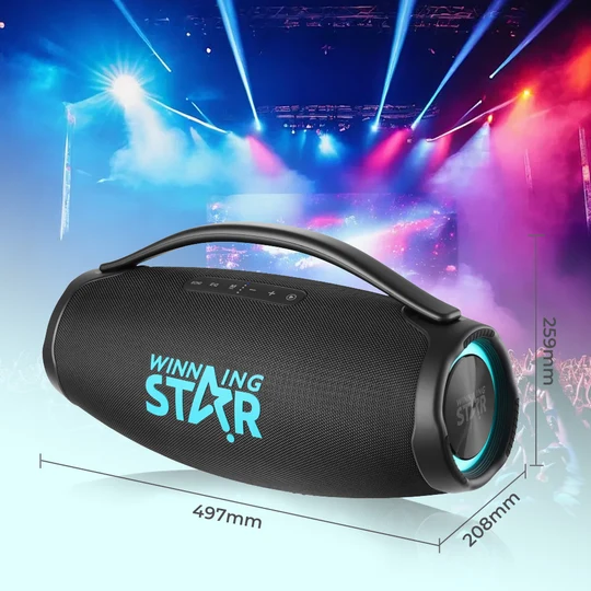 PARLANTE RGB WINNING STAR ST-8102 80 W BLUETOOTH RESISTENTE AL AGUA YX-6686-WST-18515 NEGRO