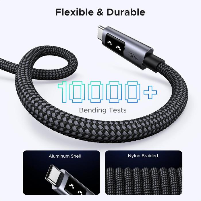 CABLE USB-C A USB-C UGREEN L509 100W 2M CON LED DISPLAY 35512
