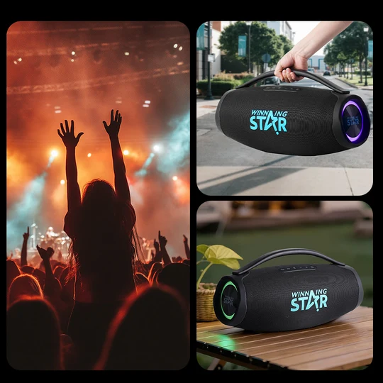 PARLANTE RGB WINNING STAR ST-8102 80 W BLUETOOTH RESISTENTE AL AGUA YX-6686-WST-18515 NEGRO