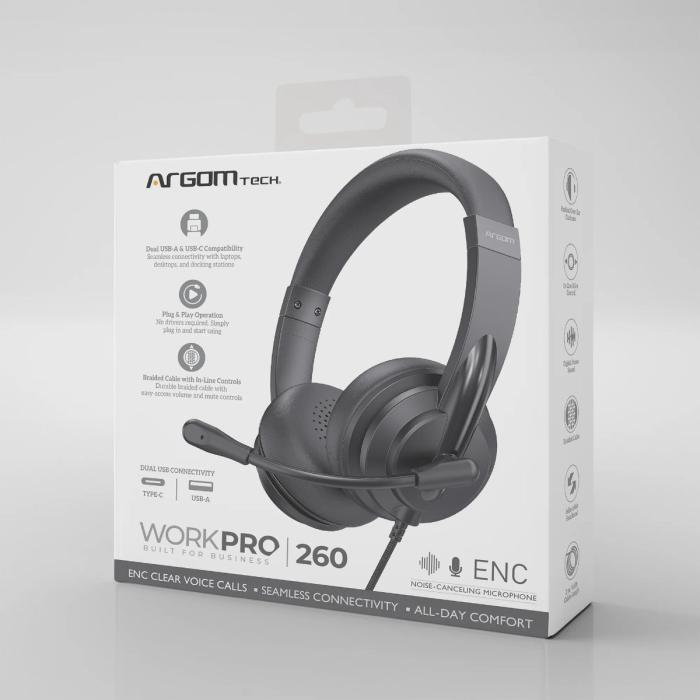 AURICULAR ARGOM WORKPRO 260 - MICROFONO ENC, CONECTOR USB-A Y USB-C