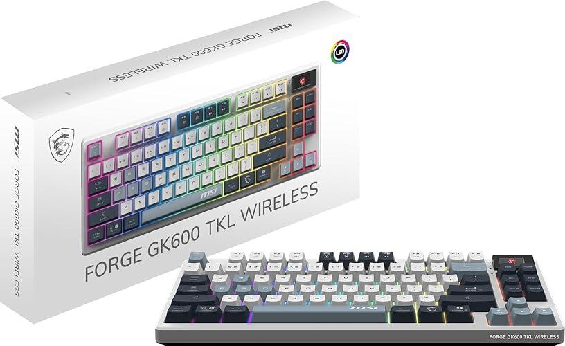 TECLADO GAMING RGB MSI FORGE GK600 TKL W SKY US MECÁNICO INALÁMBRICO BLUETOOTH INGLÉS S11-43CEP01-HH9