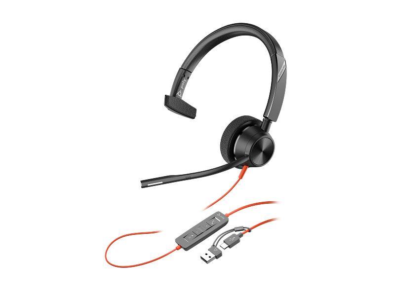 POLY - Headphones - Blackwire 3310 Monaural Micros