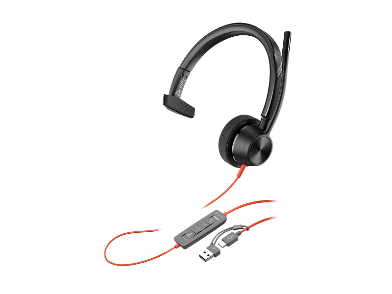 POLY - Headphones - Blackwire 3310 Monaural Micros
