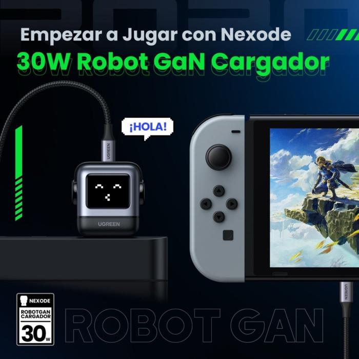 CARGADOR UGREEN CD359 ROBOT NEXODE PD GAN USB-C CARGA RAPIDA 30W 15550