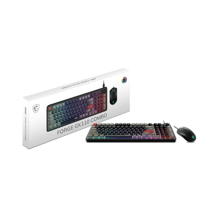 TECLADO Y MOUSE GAMING RGB MSI FORGE GK110 COMBO US ALÁMBRICO USB INGLÉS S11-04USS02-HH9 NEGRO