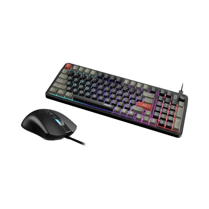 TECLADO Y MOUSE GAMING RGB MSI FORGE GK110 COMBO US ALÁMBRICO USB INGLÉS S11-04USS02-HH9 NEGRO