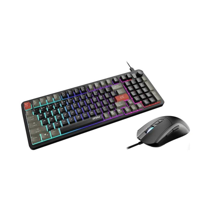 TECLADO Y MOUSE GAMING RGB MSI FORGE GK110 COMBO US ALÁMBRICO USB INGLÉS S11-04USS02-HH9 NEGRO