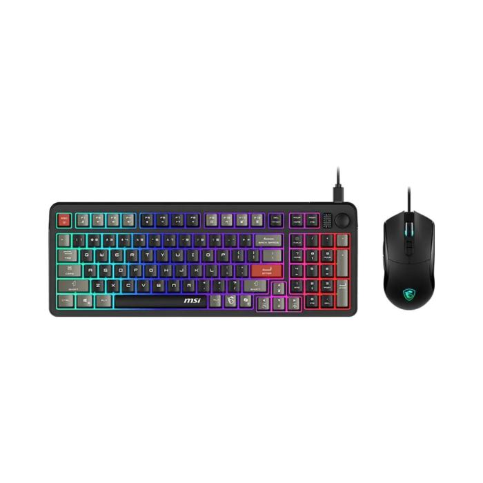 TECLADO Y MOUSE GAMING RGB MSI FORGE GK110 COMBO US ALÁMBRICO USB INGLÉS S11-04USS02-HH9 NEGRO