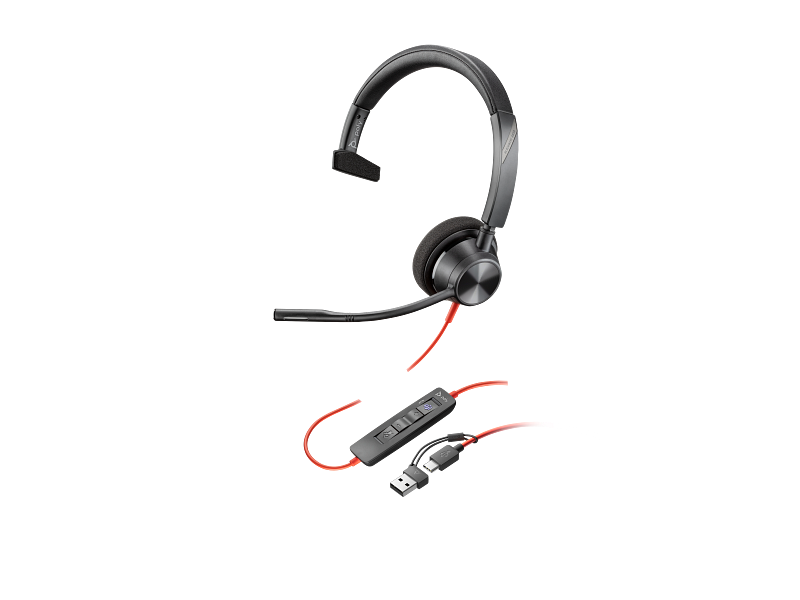 POLY - Headphones - Blackwire 3310 Monaural Micros