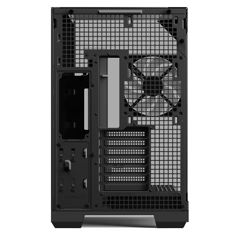 CASE APNX V2-BK-V1 MID TOWER 4 VENTILADORES CON PANEL LATERAL Y FRONTAL APCM-VI02143.11 NEGRO