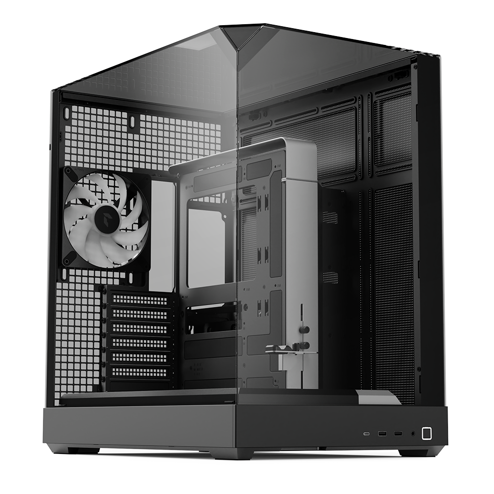 CASE APNX V2-BK-V1 MID TOWER 4 VENTILADORES CON PANEL LATERAL Y FRONTAL APCM-VI02143.11 NEGRO
