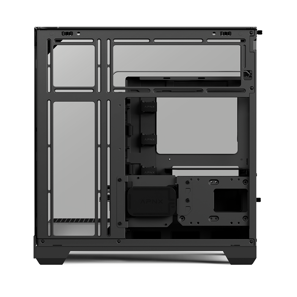 CASE APNX V2-BK-V1 MID TOWER 4 VENTILADORES CON PANEL LATERAL Y FRONTAL APCM-VI02143.11 NEGRO