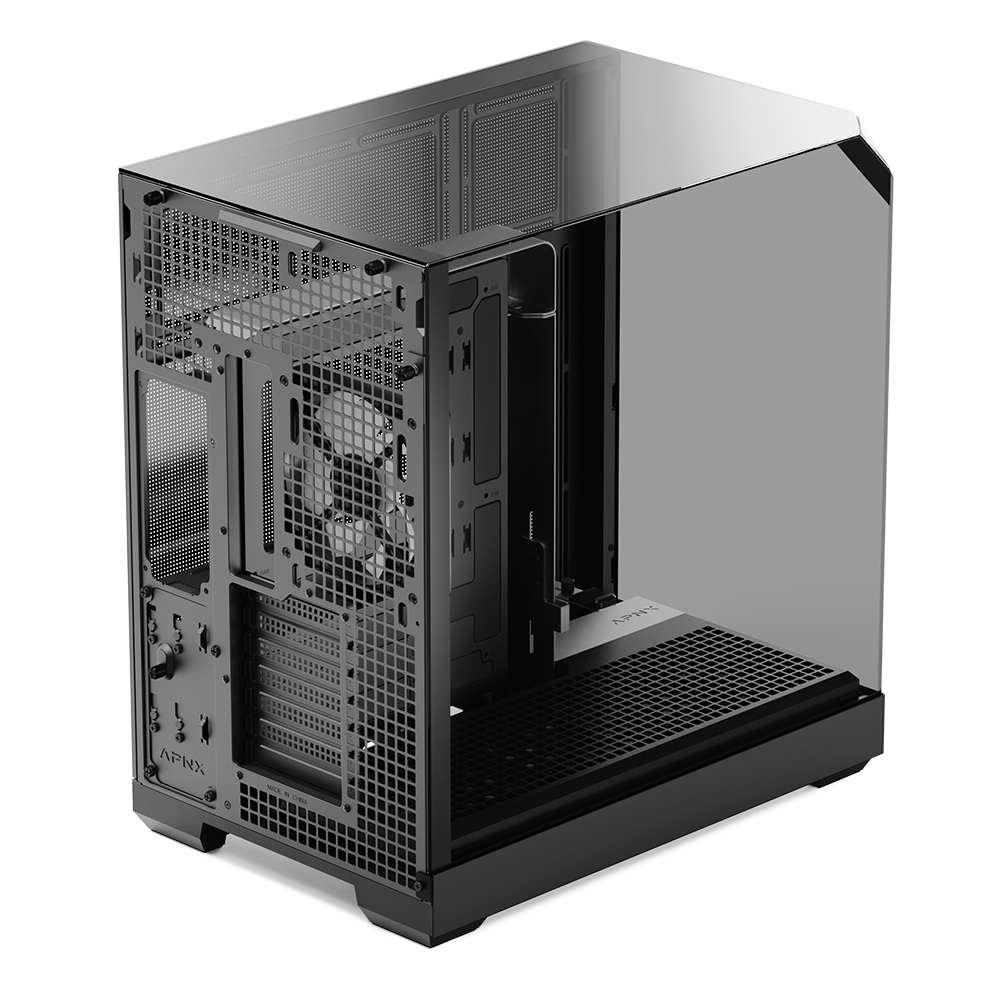 CASE APNX V2-BK-V1 MID TOWER 4 VENTILADORES CON PANEL LATERAL Y FRONTAL APCM-VI02143.11 NEGRO